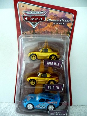 World Of Cars Pixar Dinoco Dream 3 Pk Gold Mia Gold Tia Lightning Mcqueen Ebay