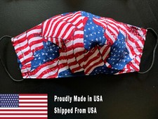 2 TWO Reusable Double Layer Reversible US American Flag Face Mask Covering