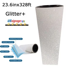US Stock 23.6in x 328ft DTF Glitter+ Film Roll Cold Peel Film Direct to Film