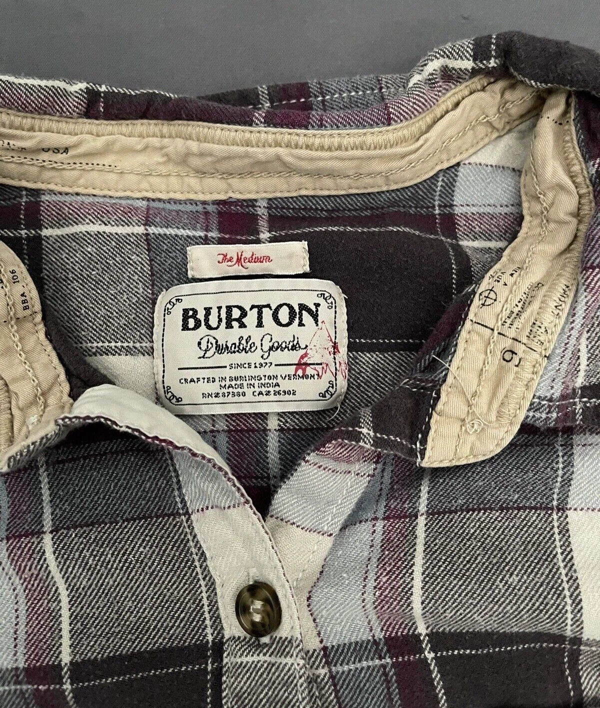 burton long sleeve button down purple shirt