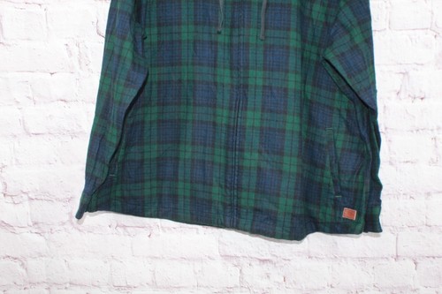 LL Bean Women's Scotch Plaid Flannel Shirt Relaxed Zip Hoodie Black Watch 3X - Picture 3 of 12