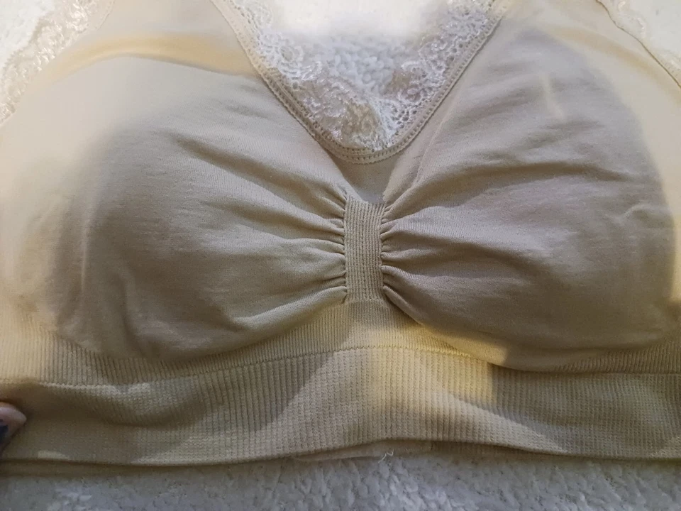 S/M Angelina Stretch Beige Lace Comfort Bra Padded Wireless Convertible - Image 4 of 4