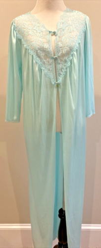 Vintage Vassarette Robe Medium Pastel Teal Sleeves