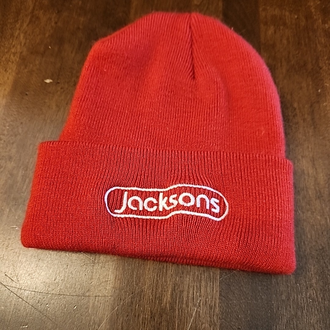 Jacksons Gas Station C Store Convenience Red Knit Winter Hat