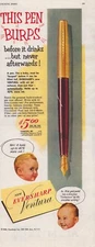 Eversharp Ventura 1953 Vintage Print Ad This Pen Burps 14 kt Gold Point Air Jet