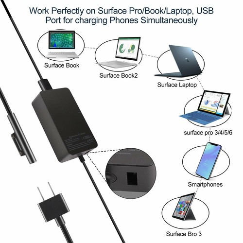 AC Adapter Laptop Charger for Microsoft Surface Pro 1 2 3 4 5 6 7 Tablet/RT/Book - Picture 79 of 106