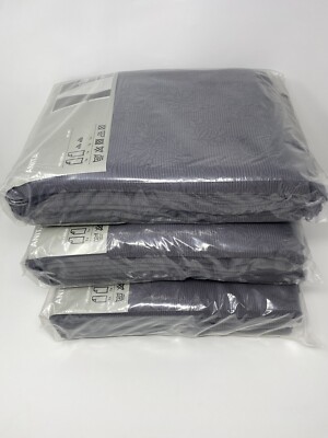 3 New IKEA Anita Floral Curtains Gray Raised Jacquard Flower Pattern & Tie-Back