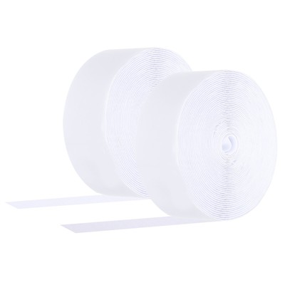 1 Set 2'' x 30ft Hook and Loop Strips Roll Tape Double Sided White