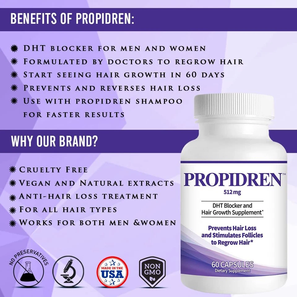 Propidren by HairGenics - DHT Blocker with Saw Palmetto To Prevent Hair Loss - Image 4 of 4