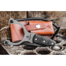 TOPS Sling Shot w/ Belt Sheath 1095 Carbon Steel With Canvas Micarta Handle