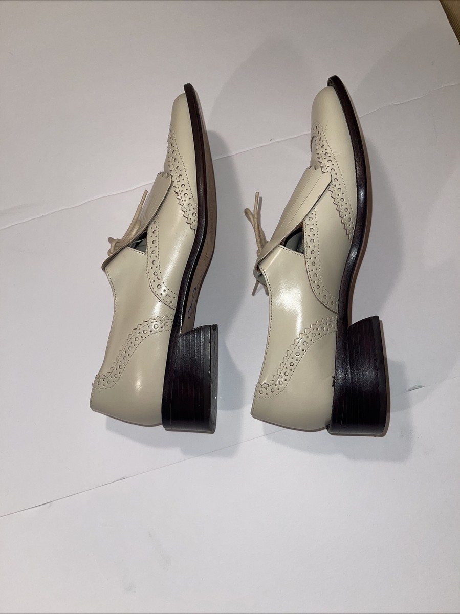 VINTAGE Womens 9.5 KENNETH COLE Cream OXFORD BROGUE Fringe  display picture 1