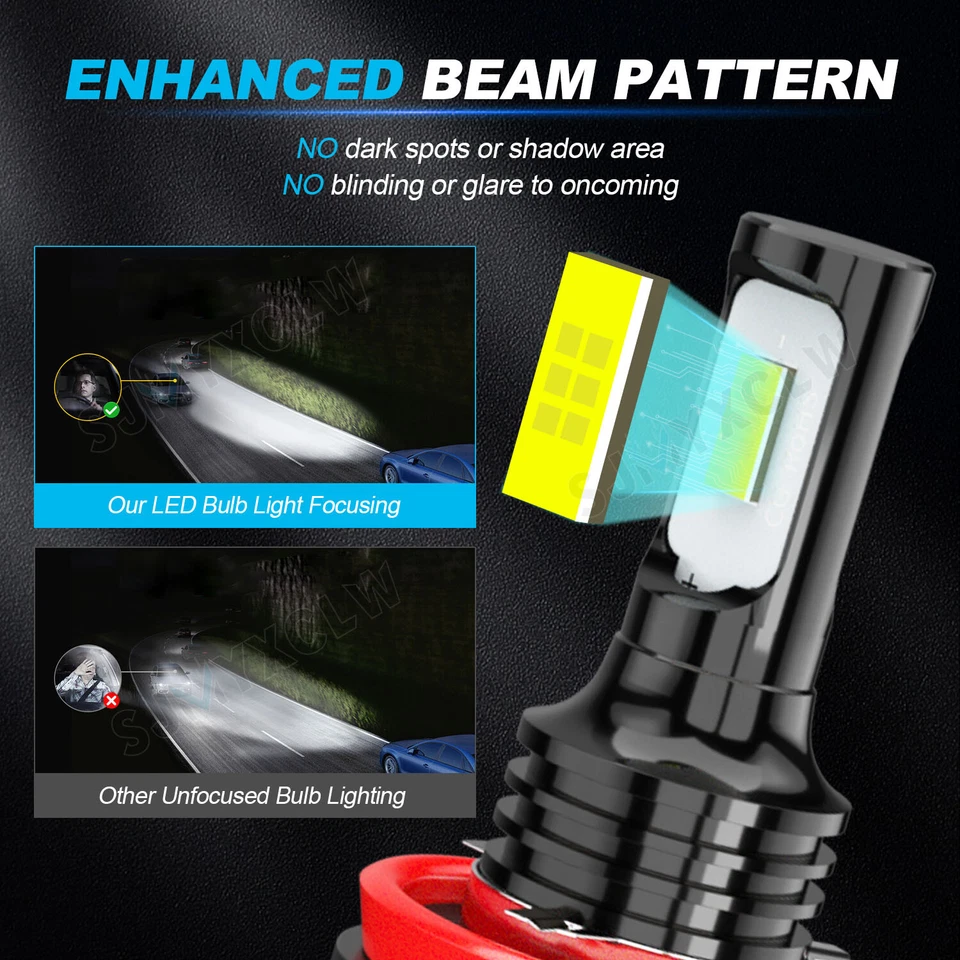 For Mercedes-Benz E350 E550 2008-2012 H11 H8 LED Fog Light Bulbs 6000K White - Image 2 of 4