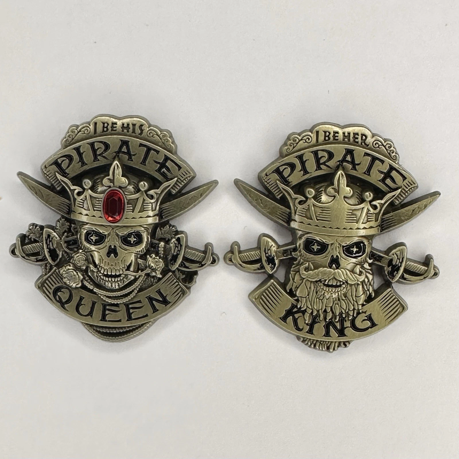 Disney Parks Pirates of The Caribbean Pirate King and Pirate Queen 2 Pin Set