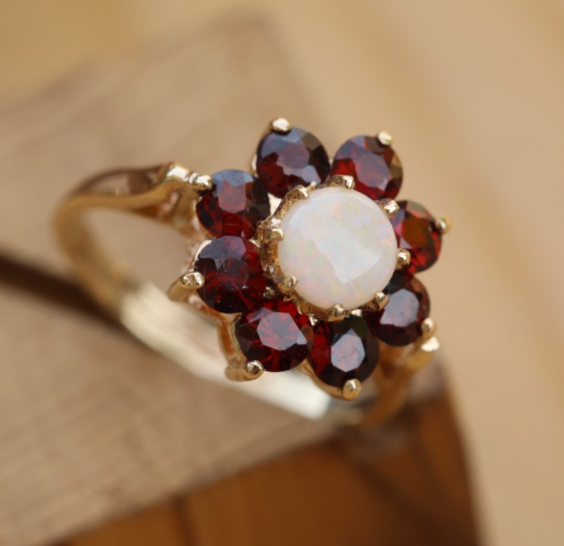 Opal & Garnet Cocktail Ring