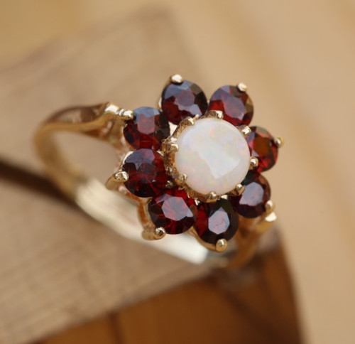 Opal & Garnet Cocktail Ring