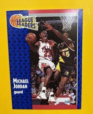 1991 Fleer MICHAEL JORDAN League Leaders Card 220 Chicago Bulls 👍