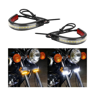 #ad 2PCS Motorcycle LED Turn Signal Light Flexible Dual Color Fork DRL 80 chars $10.95