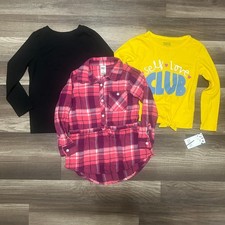 OshKosh Cat Jack Harper Canyon Tops Girls 4 Pink Yellow Black Long Sleeve Fall