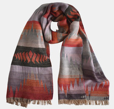 New POLO RALPH LAUREN AZTEC/SOUTHWESTERN Cotton/Virgin Wool Long Scarf