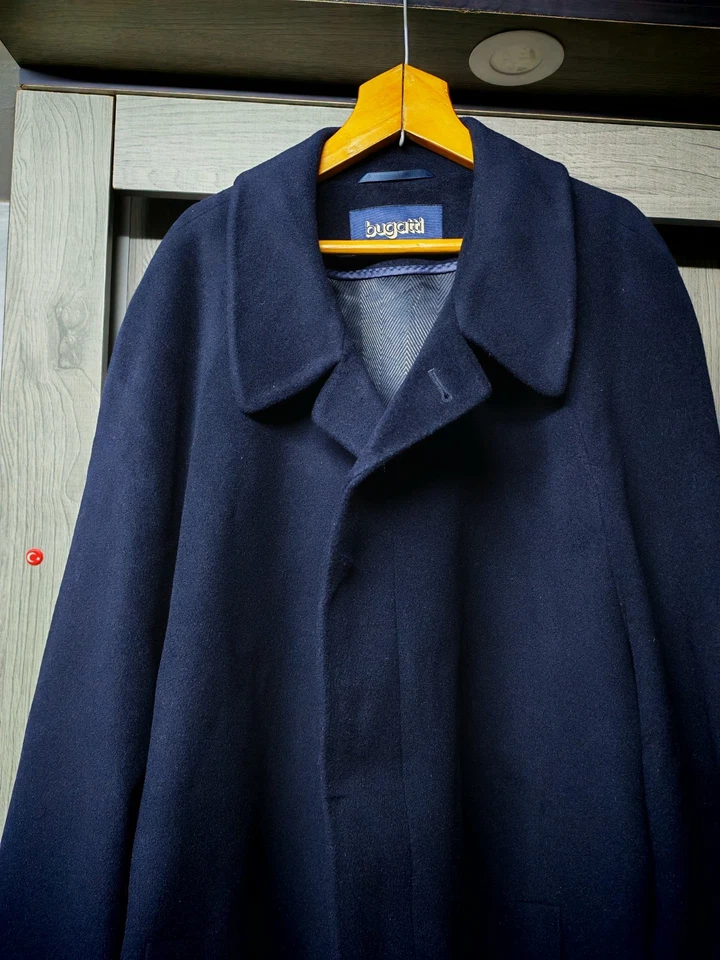 Vintage Bugatti Wool Angora Cashgora classic raglan navy over coat 52L 2XL - Image 3 of 4