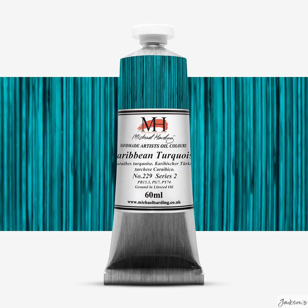 Michael Harding Artists Oil Paint Linseed Oil 60ml Caribbean Turquoise Colour