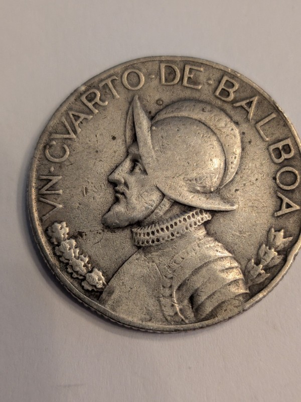 1930 Panama 1/4 Un Cuarto de Balboa Silver Coin