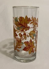 Libbey Crisa Autumn Leaves Drinking Glasses/Tumblers 6” Tall Vintage