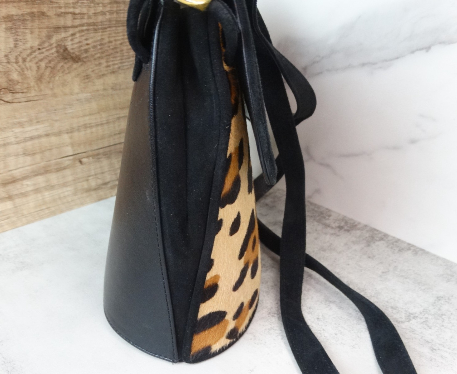 STUART WEITZMAN Countess Leopard Calf Ponyhair Bl… - image 6