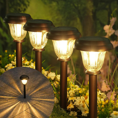 Solar Lights Outdoor, 6 Pack Metal Solar Pathway Lights, Heavy Duty Stainless St