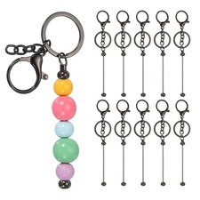 10Pcs Beadable Keychains, DIY Beaded Keychain Making Kit, Gray