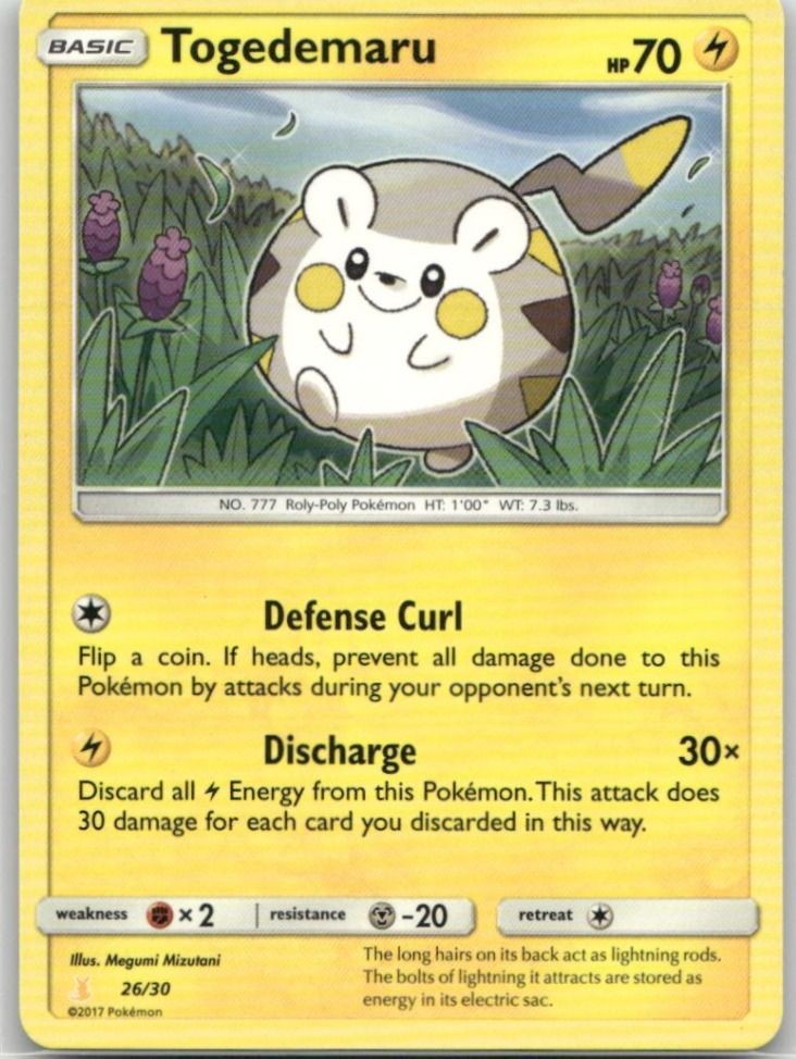 Togedemaru 26/30 SM Trainer Kit: Lycanroc & Alolan Raichu Pokemon NM