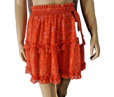 1.State Skirt size XSmall red ruffles paisley print Summer Eaze Mini NWT