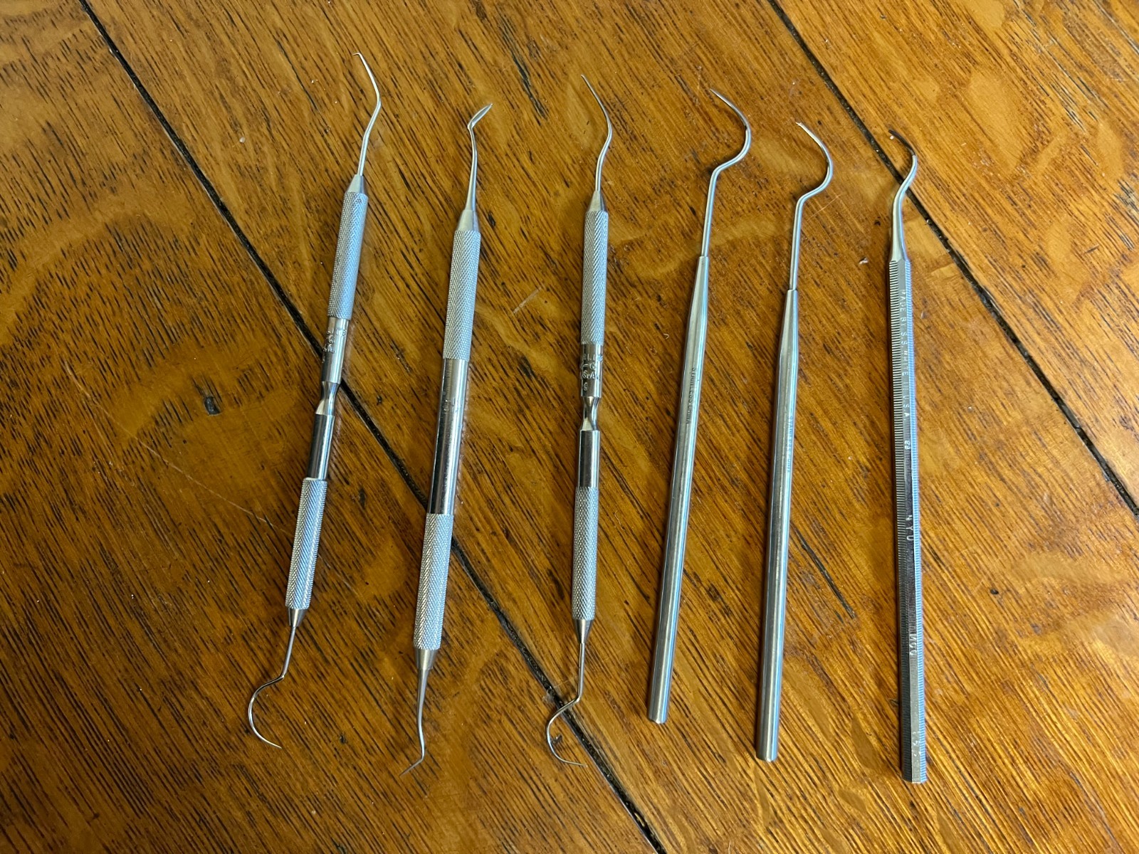 Lot Of 6 Dental Instruments Picks ~ Hu-Friedy, Starlite, SS White, Misc