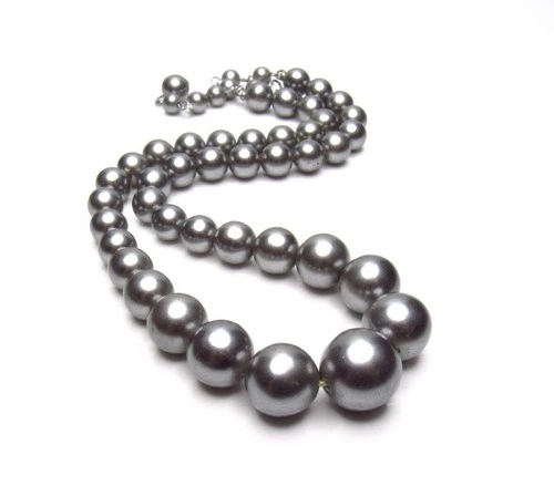 Vintage Gray Pearl Necklace Costume Jewelry