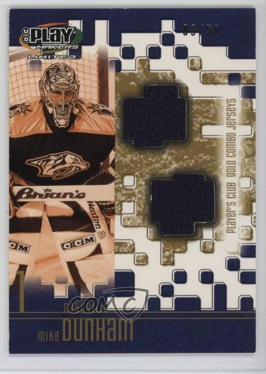 2001-02 Play Makers Limited Player's Club Combo Jerseys Gold /50 Mike Dunham 4f5