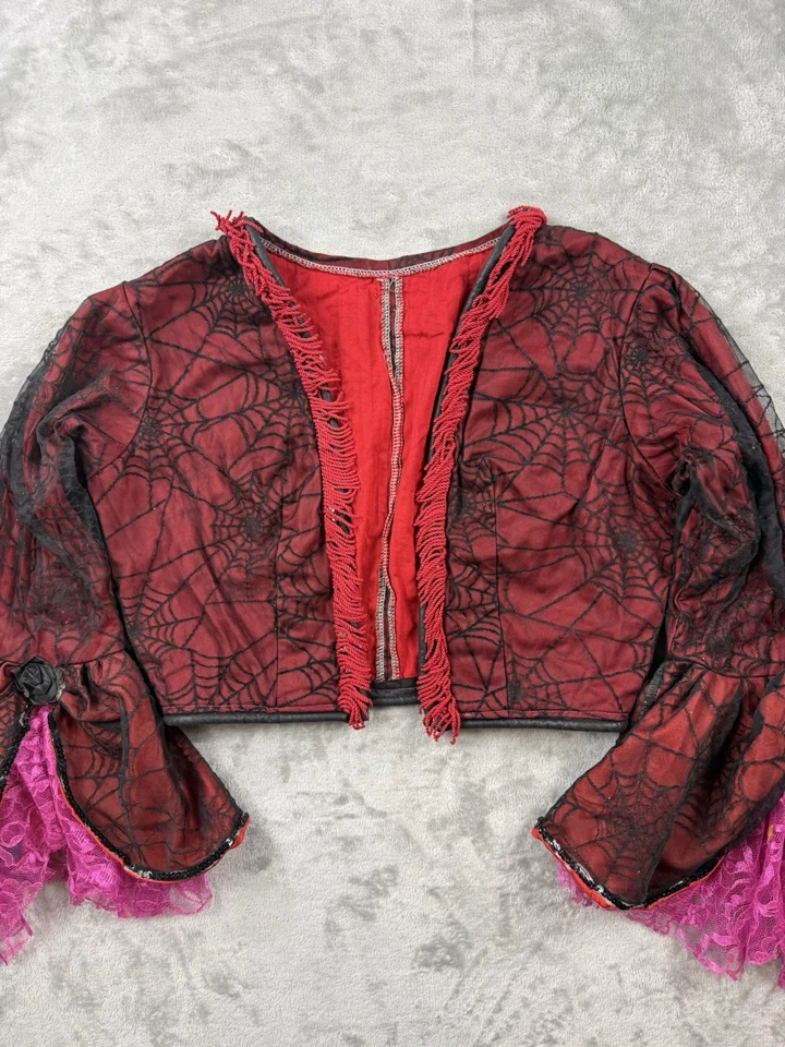 Rare Vtg Gothic Witch Bolero Shrug Spiderweb Lace Bell Sleeve Jacket M/L - Image 2 of 4