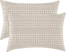 100 Cotton Waffle Pillow Shams King Size 2 Pack 20" x 36" Soft Skin-Friendly