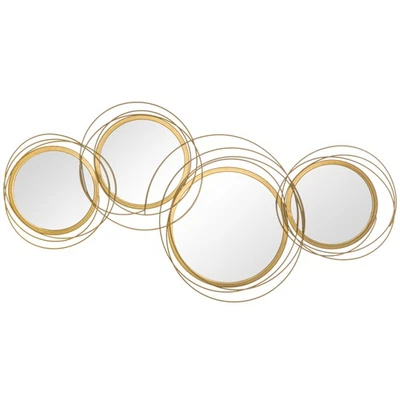 HOMCOM Metal Wall Art Decorative Mirror Decor Modern Wall Sculpture, Gold - Image 1 of 4