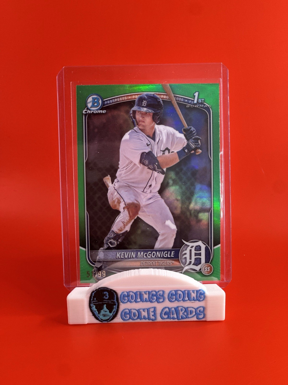 2025 Bowman Chrome 1st Kevin McGonigle True Green Refractor #/99 Tigers BCP-79