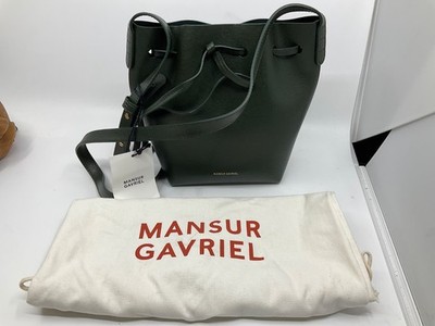 MANSUR GAVRIEL Moss Bucket Bag Gold Hardware Drawstring green Lining Dust Bag