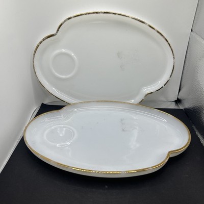 Anchor Hocking White Glass Oval Snack Plate 10'' Set Of 2
