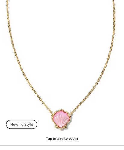✨Kendra Scott Blush Pink Mother Of Pearl Brynne Gold Shell Seashell Necklace New