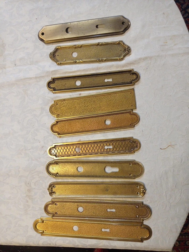 Lot 10 plaques de porte anciennes en laiton massif – styles Art Déco / rétro - Photo 2/4