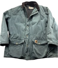 Vintage Carhartt Jacket Lined Green Chore Barn Coat Size 2X TALL USA Made C08HTG