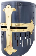 Medieval Warrior Templar Brass Crusader Helmet Knights Helmet  Wearable