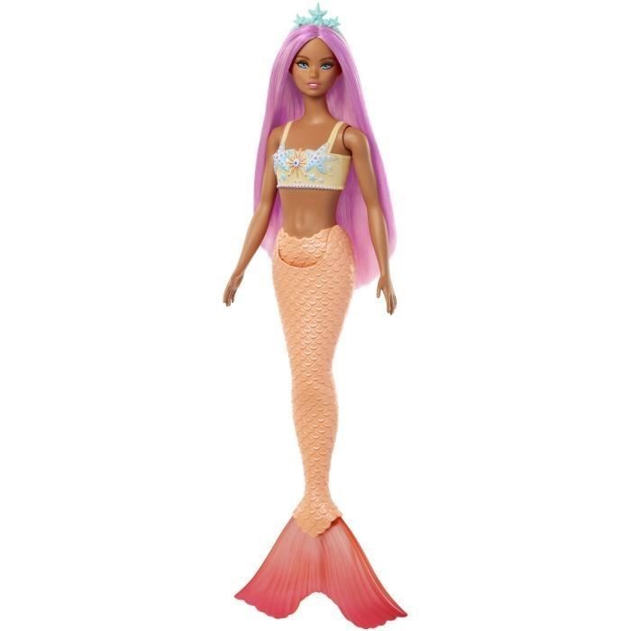 Poupée Barbie Sirène HRR05 nageoire rose et serre-tête figurine sirène