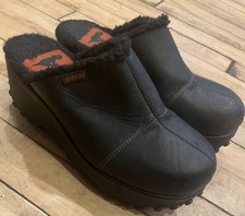 Rocket Dog Clogs Womens 8 Black Leather Platform Slip On Y2K Chunky