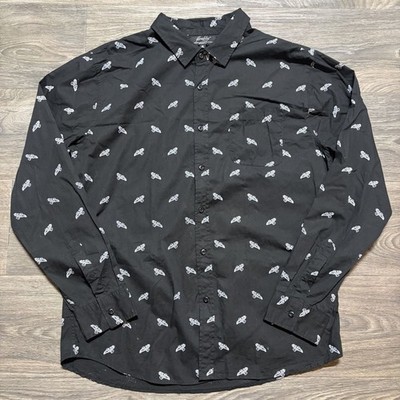 Firefly Serenity Button Down Shirt XL Space Ship Print Cotton Long Sleeve Black