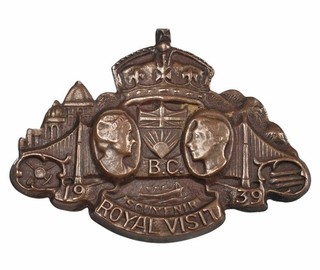 Vintage King George VI 1939 Royal Visit To British Columbia Canada Metal Badge