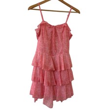 Wild Fable Pink Floral Tiered Ruffle Mini Dress Smocked Back Size M Babydoll Y2K